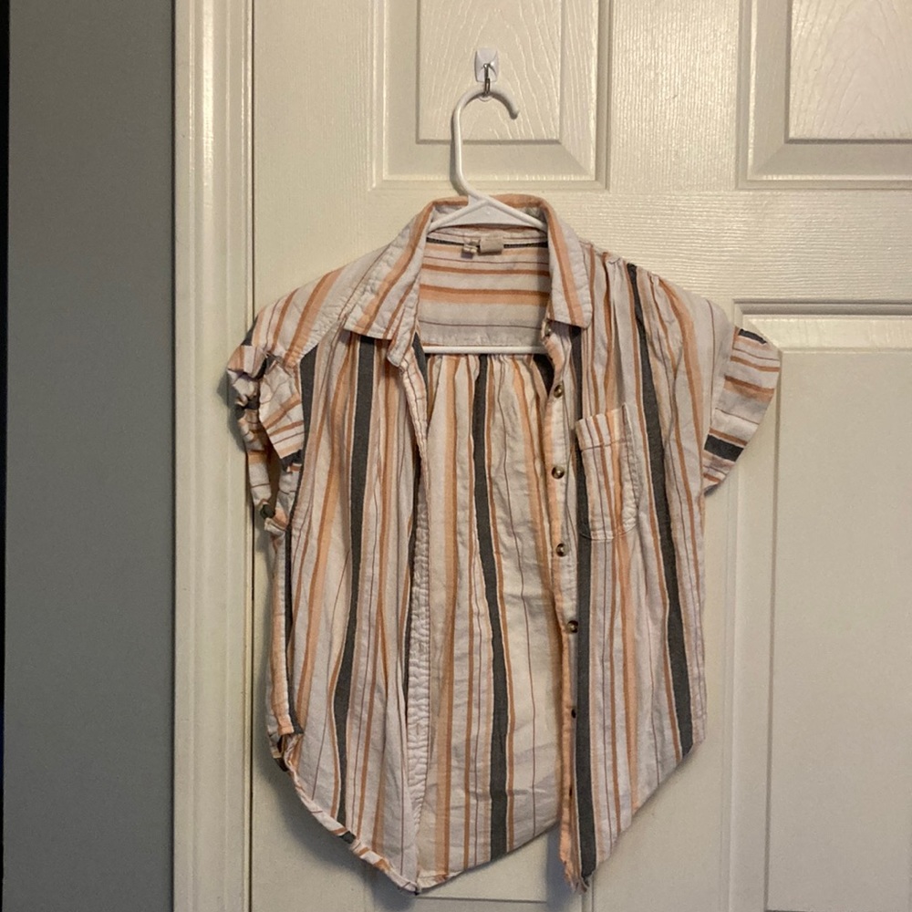 Stripped Button Down Tank Top